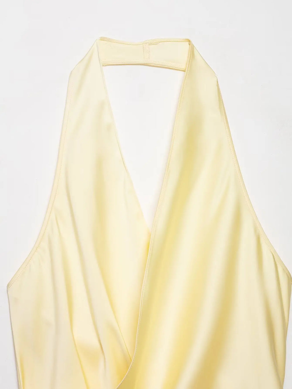 4 colors Sexy Ruched Cross Front Satin Halter Tank Top Women One Button Side Asymmetric Camisole Camis Crop Tee Brown Lavender