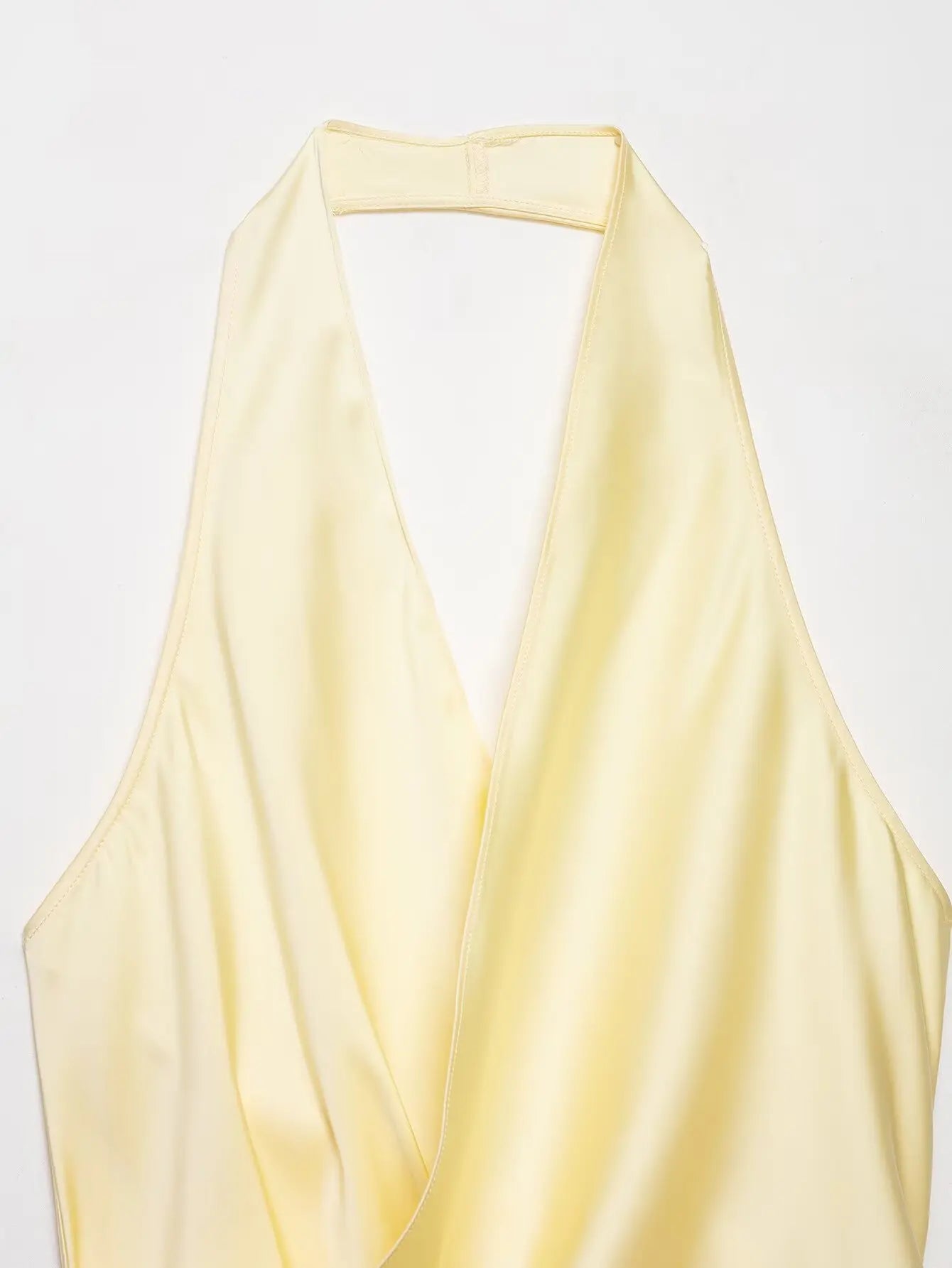 4 colors Sexy Ruched Cross Front Satin Halter Tank Top Women One Button Side Asymmetric Camisole Camis Crop Tee Brown Lavender