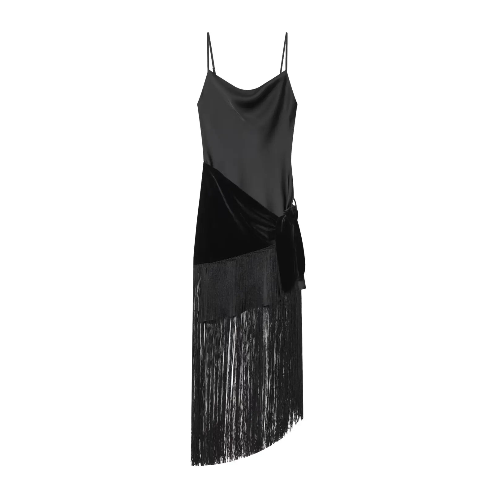 YENKYE New 2026 Women Tassel Patchwork Satin Sling Sexy Dress Night Out Party Vestidos