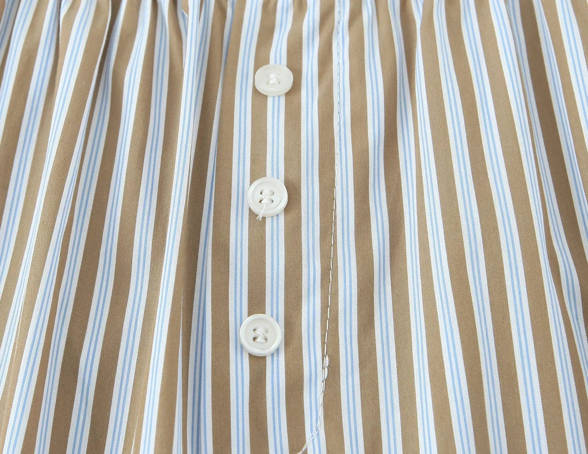 YENKYE Europe And America Striped Wide Leg Pants Women Vintage Elastic High Waist Casual Summer Trousers Female pantalones