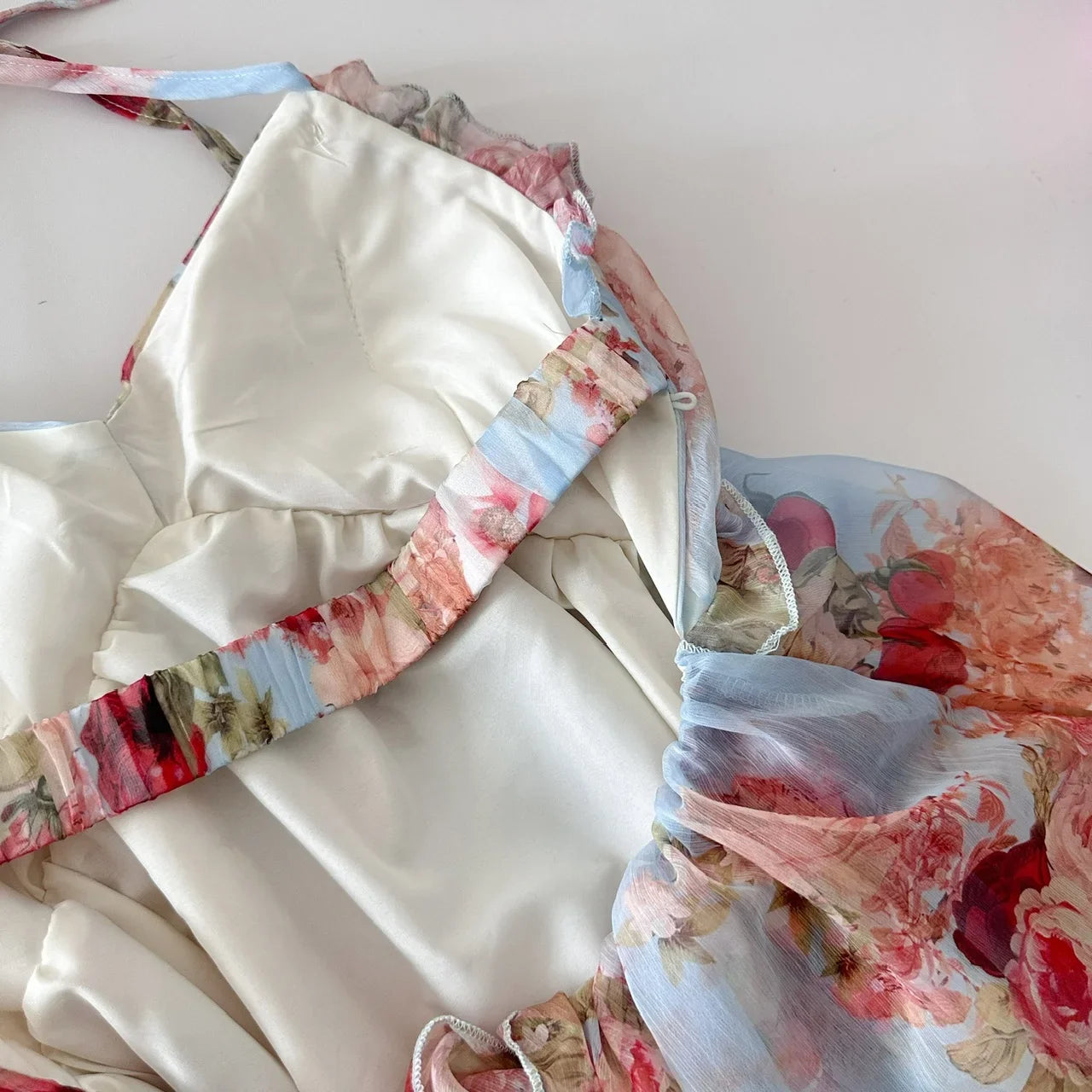 Summer French Vintage Mini Fairy Chiffon Floral Lantern Sleeve Dress Women Mori Romantic Frock Evening Court One-Piece Gyaru New