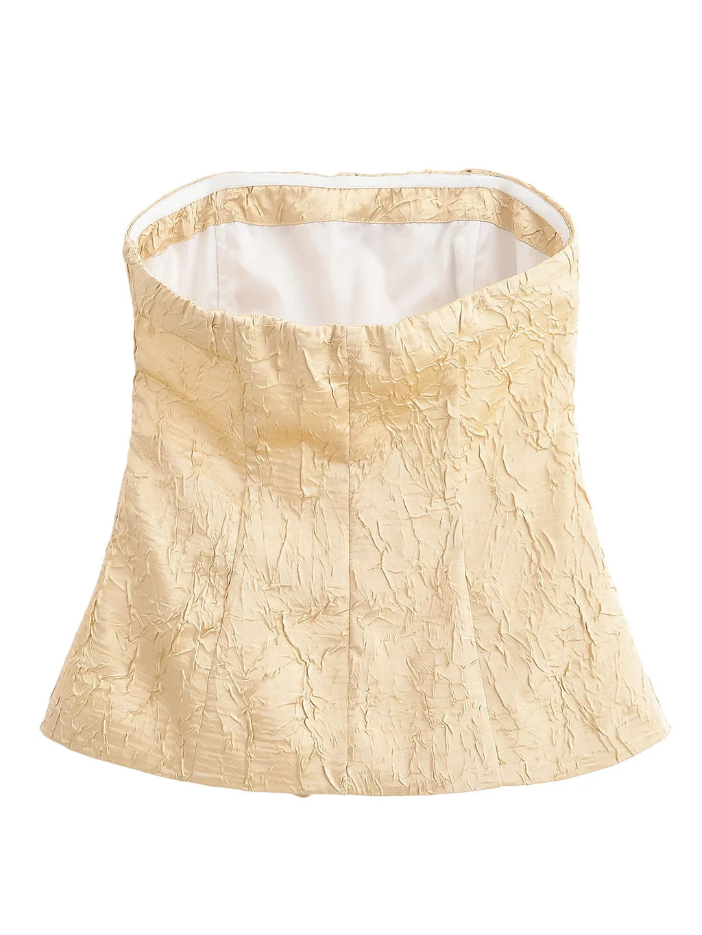 YENKYE New Fashion Women Front Knot Wrinkled Satin Strapless Tops Chic Party Crop Top Streetwear ropa de mujer 2025