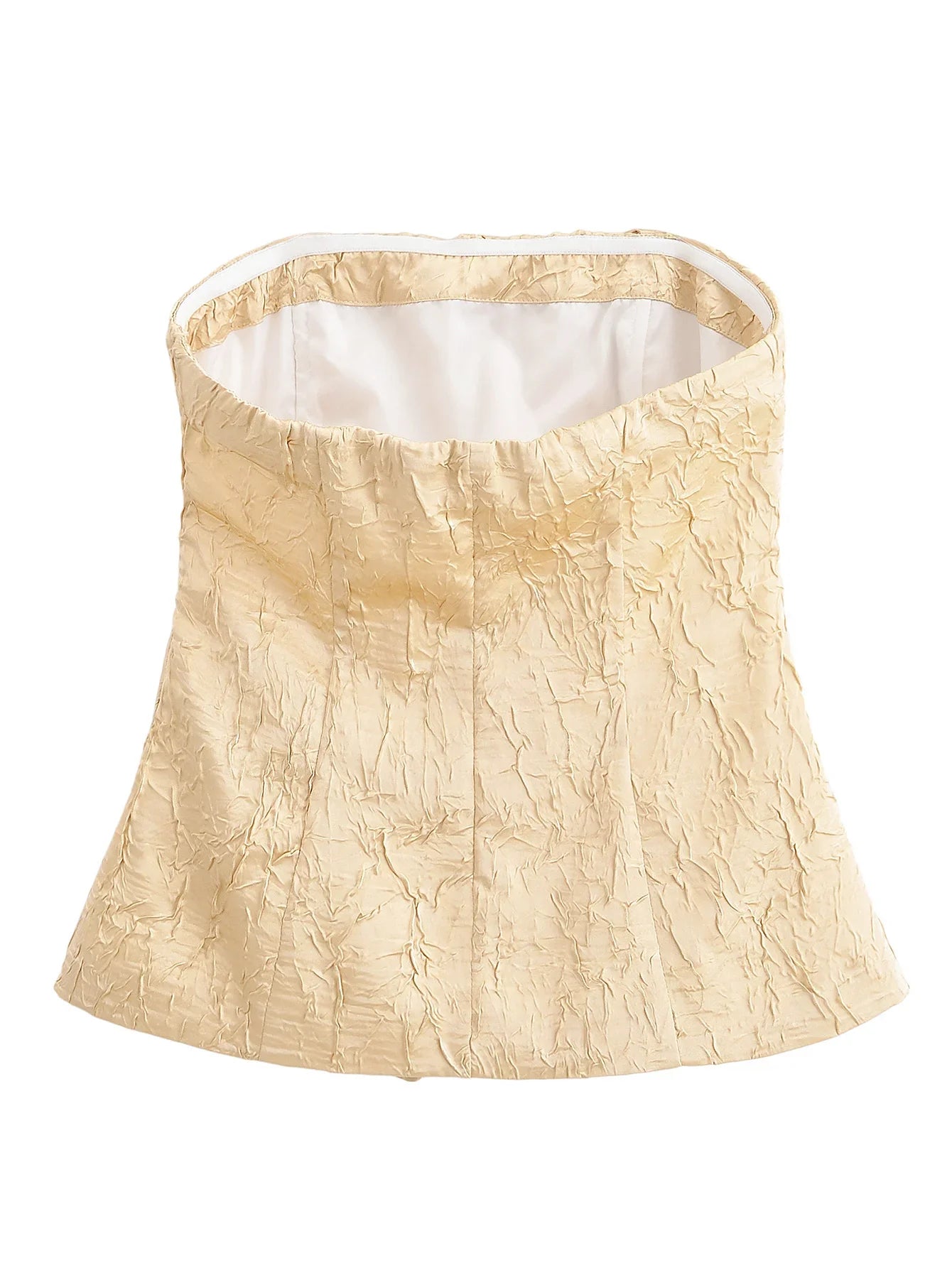 YENKYE New Fashion Women Front Knot Wrinkled Satin Strapless Tops Chic Party Crop Top Streetwear ropa de mujer 2025