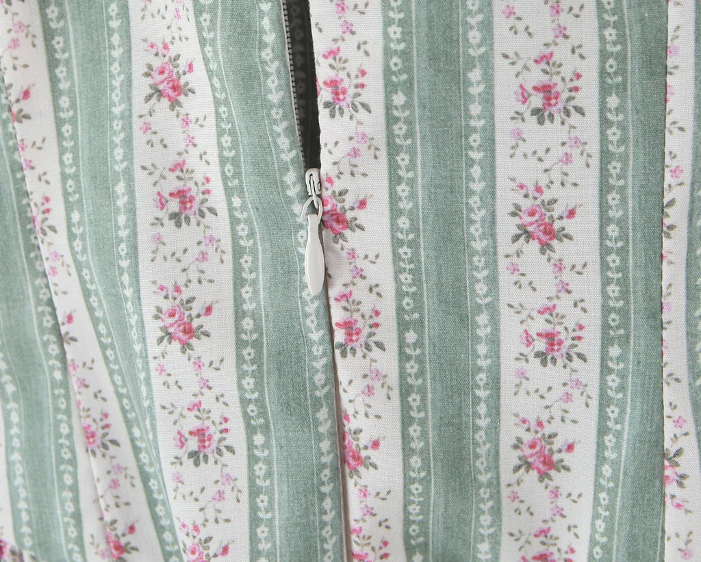 YENKYE Green Striped Floral Print Sexy Spaghetti Straps Dresses Women Elegant A-line Midi Vacation Party Dresses Summer Robe