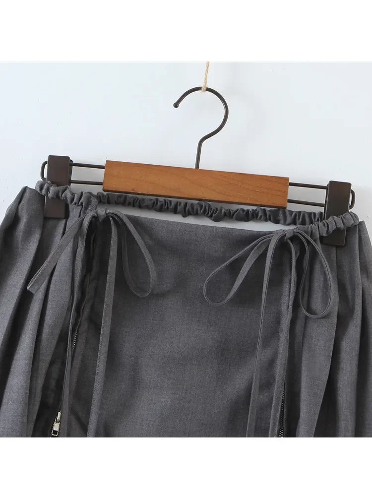 Y2k Sexy Pleated Mini Skirts For Woman 2024 Spring New Preppy Streetwear Hot Girl Zipper Bandage Slim Split Short Skirts Female