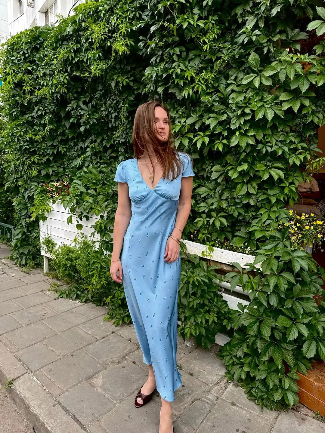 Tuularose Floral Print Long Dress Women's Sexy V Neck Short Sleeve High Waist Dress Female Fashion Casual Vacation Slim Dresses