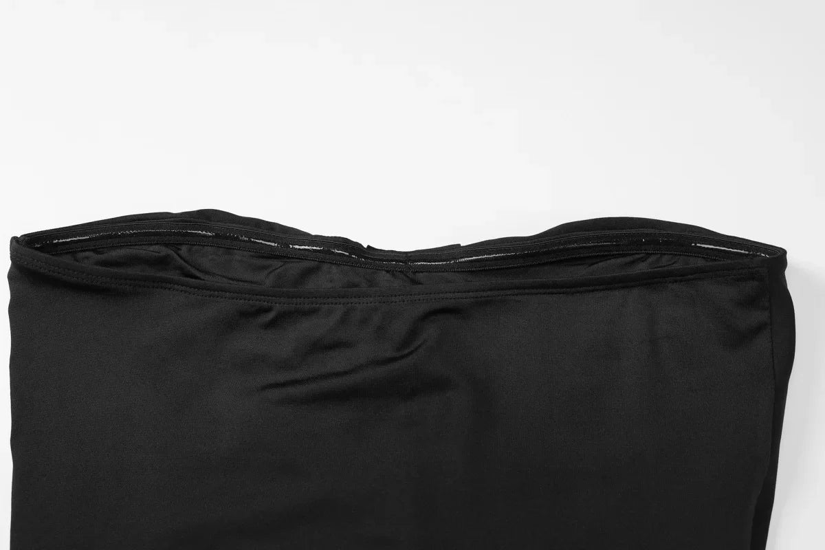 Cryptographic Fashion Ruched Sexy Strapless Dress for Women Solid Elegant Gown Club Party Slinky Maxi Dresses Backless Clothes