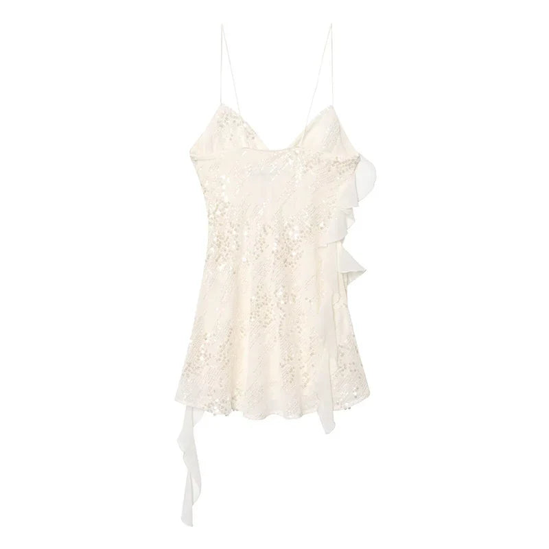 LELI SEQUIN RUFFLE MINI DRESS