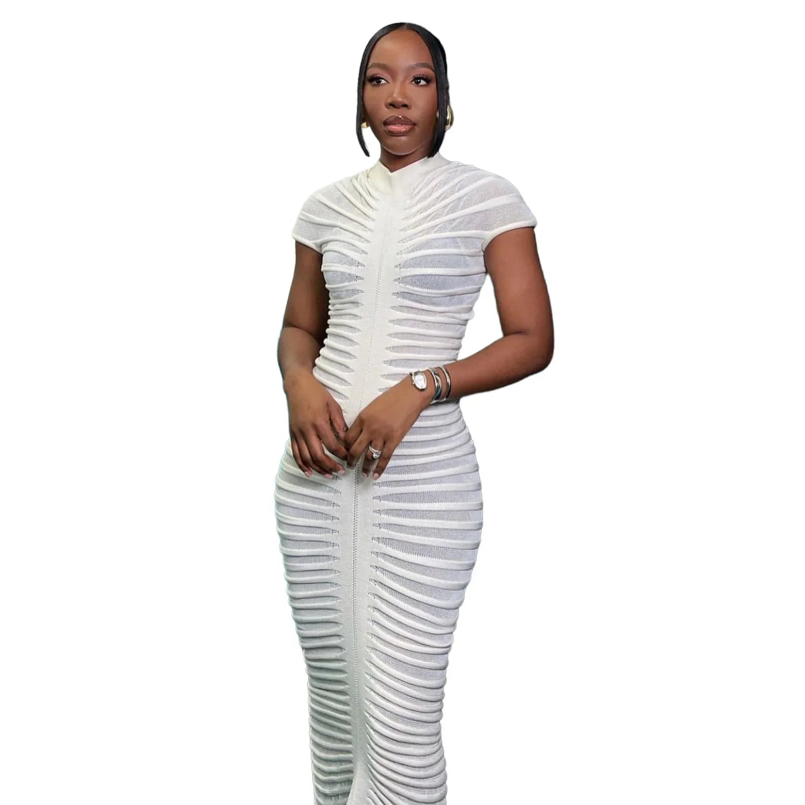 Sexy Bodycon Long Dress Women 2025 Summer Slim Fashion Short Sleeve Bandage Maxi Party Dresses Woman Skirt Elegant Vestidos