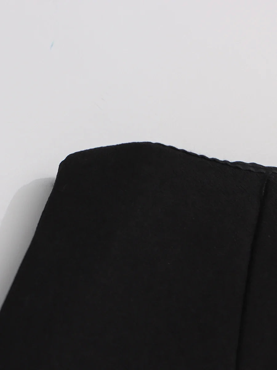 TWOTWINSTYLE Slimming Spliced Zipper Fashion Mini Dresses for Women High Neck Sleeveless High Waist Patchwork Folds Dress Female