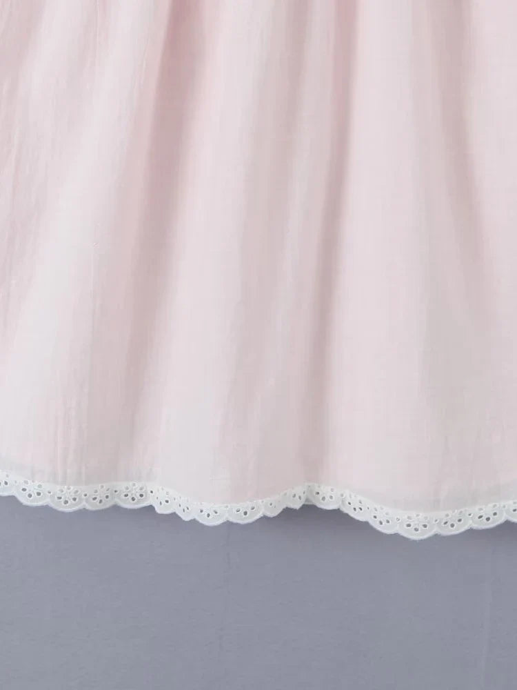 Chu Sau beauty 2023 Women New Summer Fashion Sweet Flower Chic Straped Mini Dress Sexy Slim Hollow Out Lace Super Short Dresses