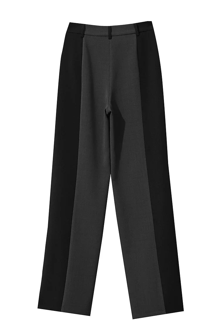AMII 2025 New Arrival Elegant Office Lady Pants Minimalist Easy-care Anti-wrinkle Casual Simple Color Blocking Trouser 12543101