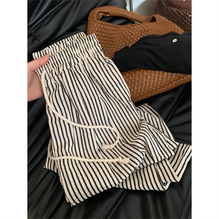 Striped Pants For Women In Summer Loose Slim Casual Wide Leg Straight Leg Long Pants
