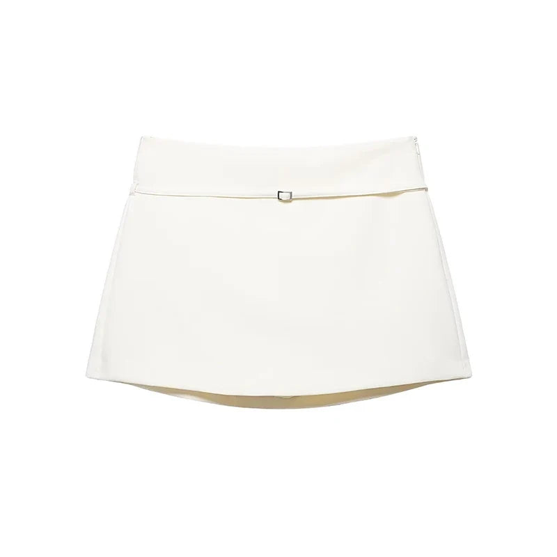 YENKYE Summer 2026 Women Solid Mid-rise With Belt Mini Skirts faldas mujer