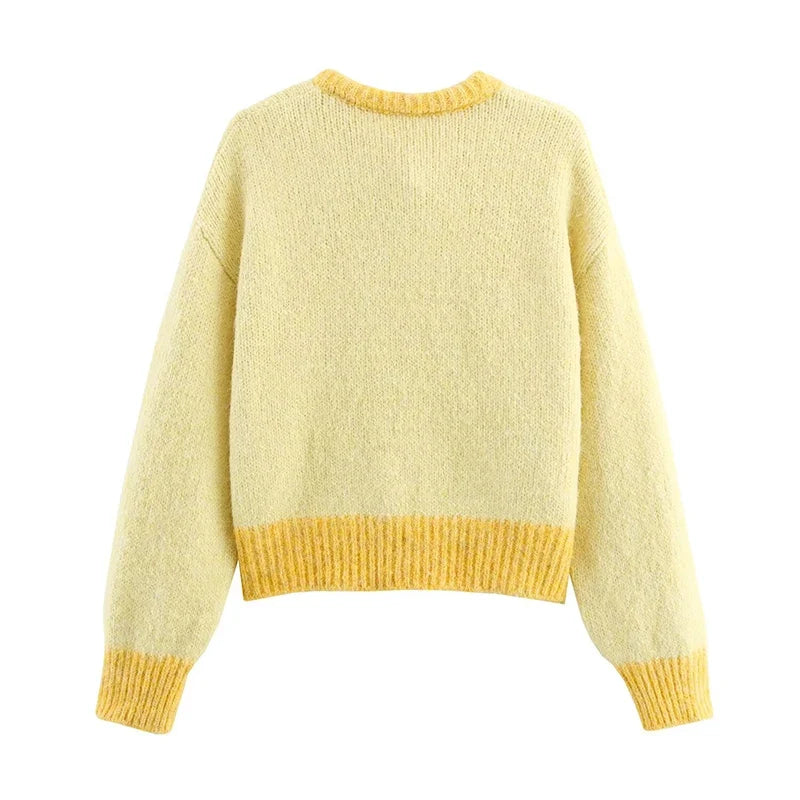 YENKYE 2025 Women Single Breasted Bow Knit Cardigan Long Sleeve O Neck Casual Autumn Outerwear Short Coat