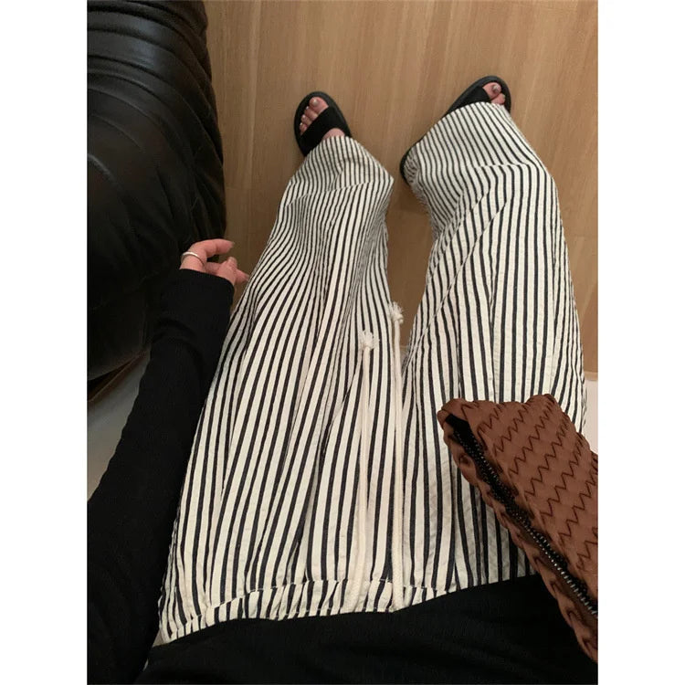 Striped Pants For Women In Summer Loose Slim Casual Wide Leg Straight Leg Long Pants