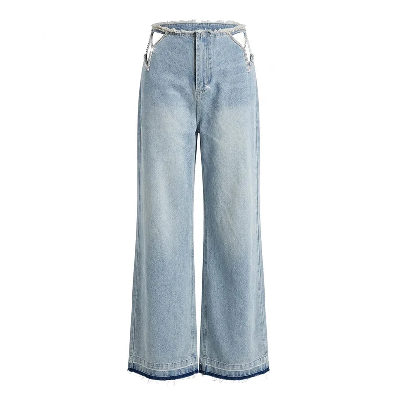 HANA EMBELLISHED WIDE LEG JEANS