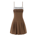 YENKYE New 2026 Women Lace Trim Spaghetti Strap Mini Dress Sweet Girls Slim A-Line Casual Summer Sundress Vacation Robe