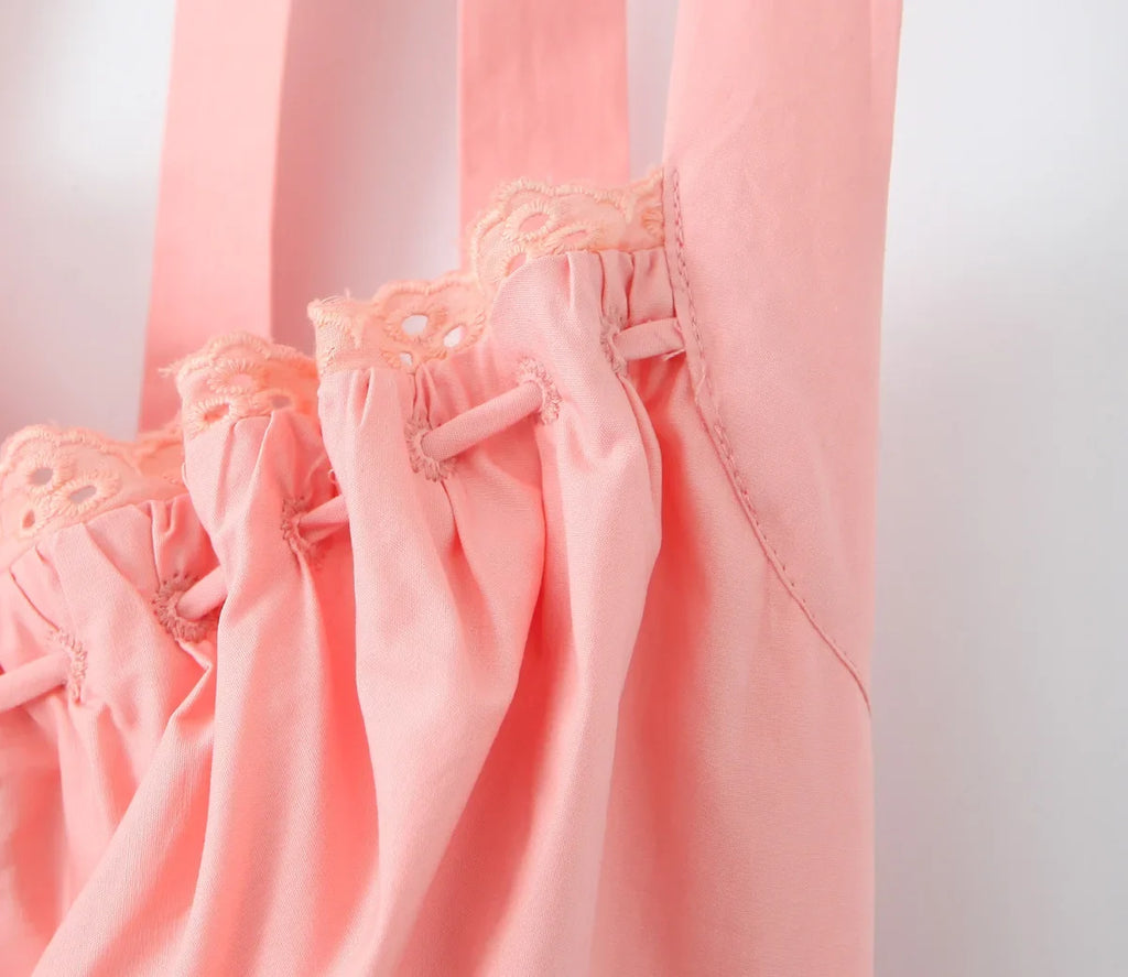 2024 Sexy Pink Corset Style Bow Halter Dress Spliced Lace Drawstring Rope Chest Pleated Slim Low Waist A-lined Swing Midi Robe