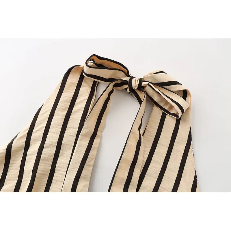 ARA STRIPED MIDI DRESS