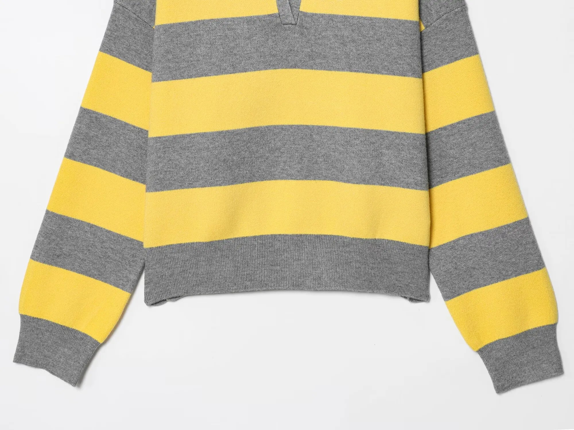 YENKYE 2025 Women Striped Knit Polo Neck Sweater Long Sleeve Casual Loose Autumn Pullover Tops
