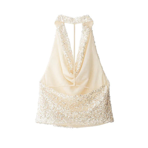 ANDRO SEQUIN HALTER TOP