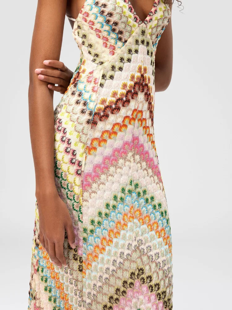 Holiday Spaghetti Strap Simple Party Dress, Women Summer Printing Backless Sexy Maxi Dress, 2025 Deep V Neck Chic Ladies Dress