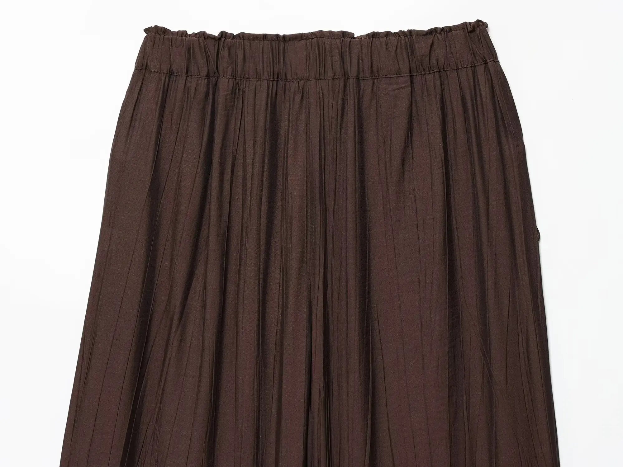YENKYE Drawstring Elastic High Waist Brown Wide Leg Pants For Women Casual Loose Trousers pantalones de mujer
