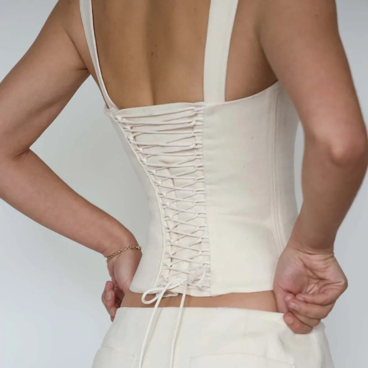 Elegant Women Off Shoulder Corset Vintage V Neck Sleeveless Crop Tops Bandage Camisole 2025 Summer Streetwear Evening Party Vest