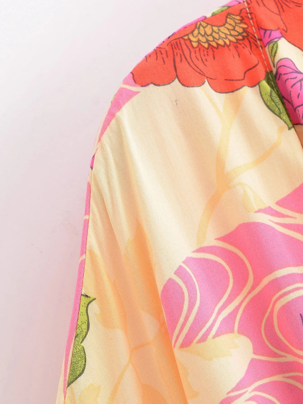 2024 BOHO Orange Flower Bird Print Long Kimono Shirt Ethnic Lacing up Sashes Midi Long Holiday Cardigan Robe Loose Blouse Tops