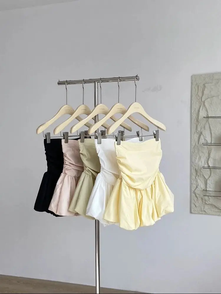Ruffle Peplum Tube Cami Top: Waist-Cinching Sleeveless Crop Top Korean Style Chic Summer 2025 Bandeau For Petite Girl