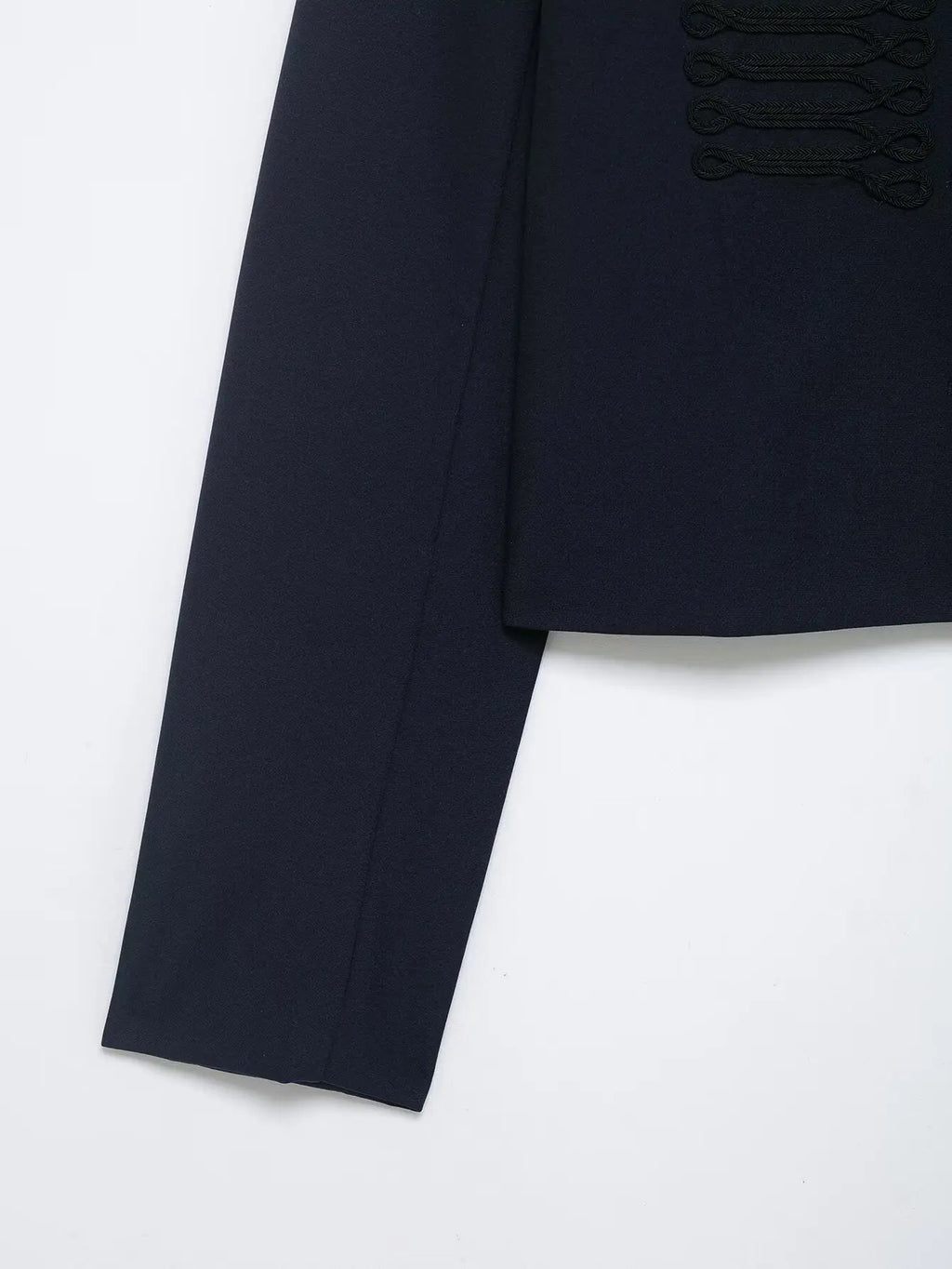 YENKYE 2026 New Women's Navy Blue Single Breasted Crop Jacket Long Sleeve Vintage Casual Coat For Daily Office