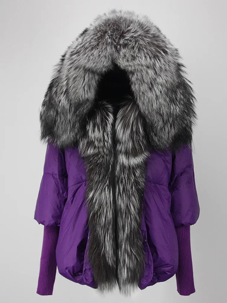 OFTBUY 2023 Real Fox Fur Collar Hooded Winter Jacket Women Natural Thick Warm Loose Oversize Duck Down Coat Streetwear Outerwear