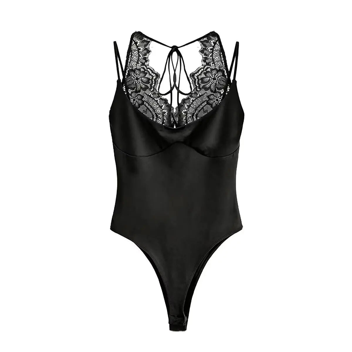 YENKYE Lace Patchwork Sexy Bodysuit Women O Neck Thin Straps Summer Tops