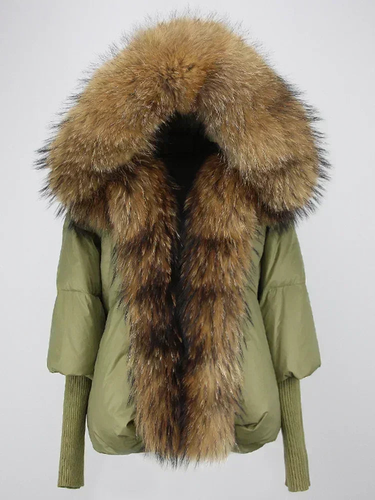 OFTBUY 2023 Real Fox Fur Collar Hooded Winter Jacket Women Natural Thick Warm Loose Oversize Duck Down Coat Streetwear Outerwear