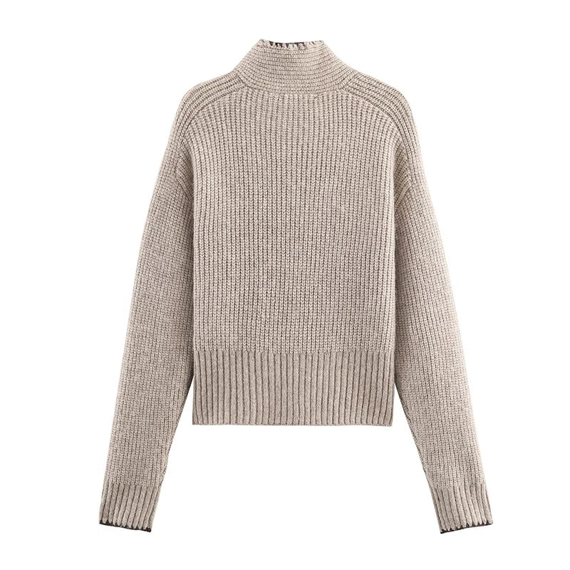 YENKYE High Neck With Bow Knit Pullover Women Long Sleeve Spring 2026 Elegant Sweater Chic Lady Tops