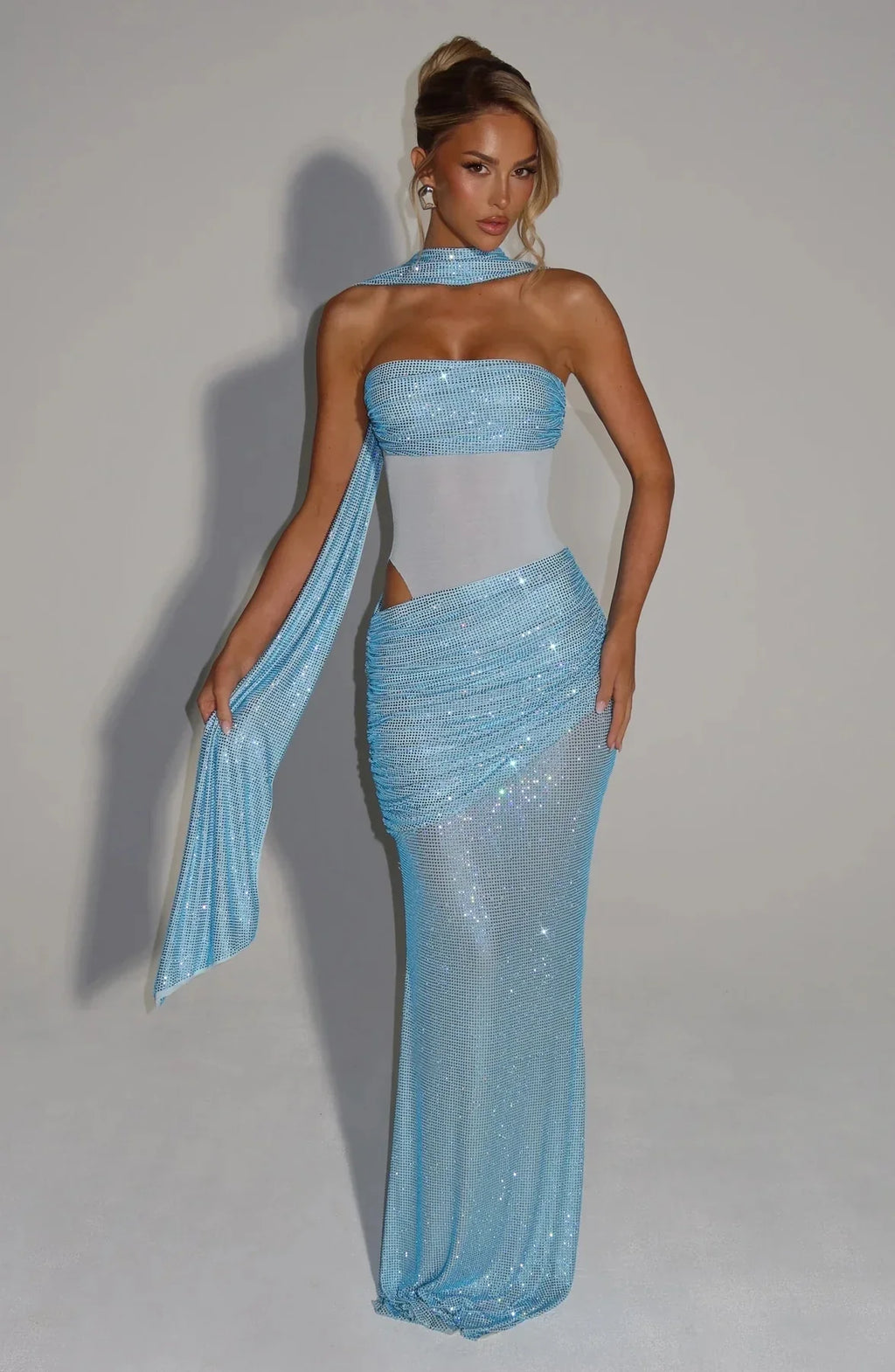NADIA CRYSTAL MESH DRESS
