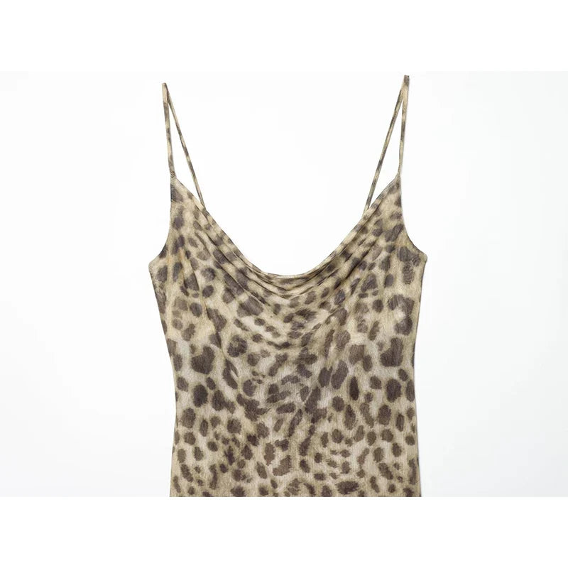 VANA LEOPARD MESH DRESS